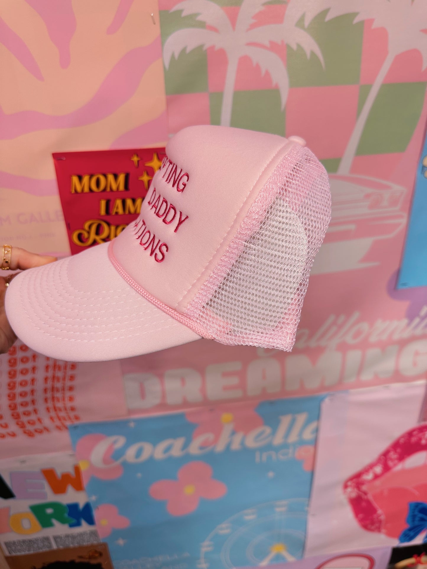 Accepting sugar daddy Baby Pink Trucker Hat