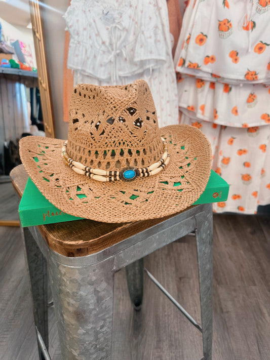 Blue Straw Western Hat