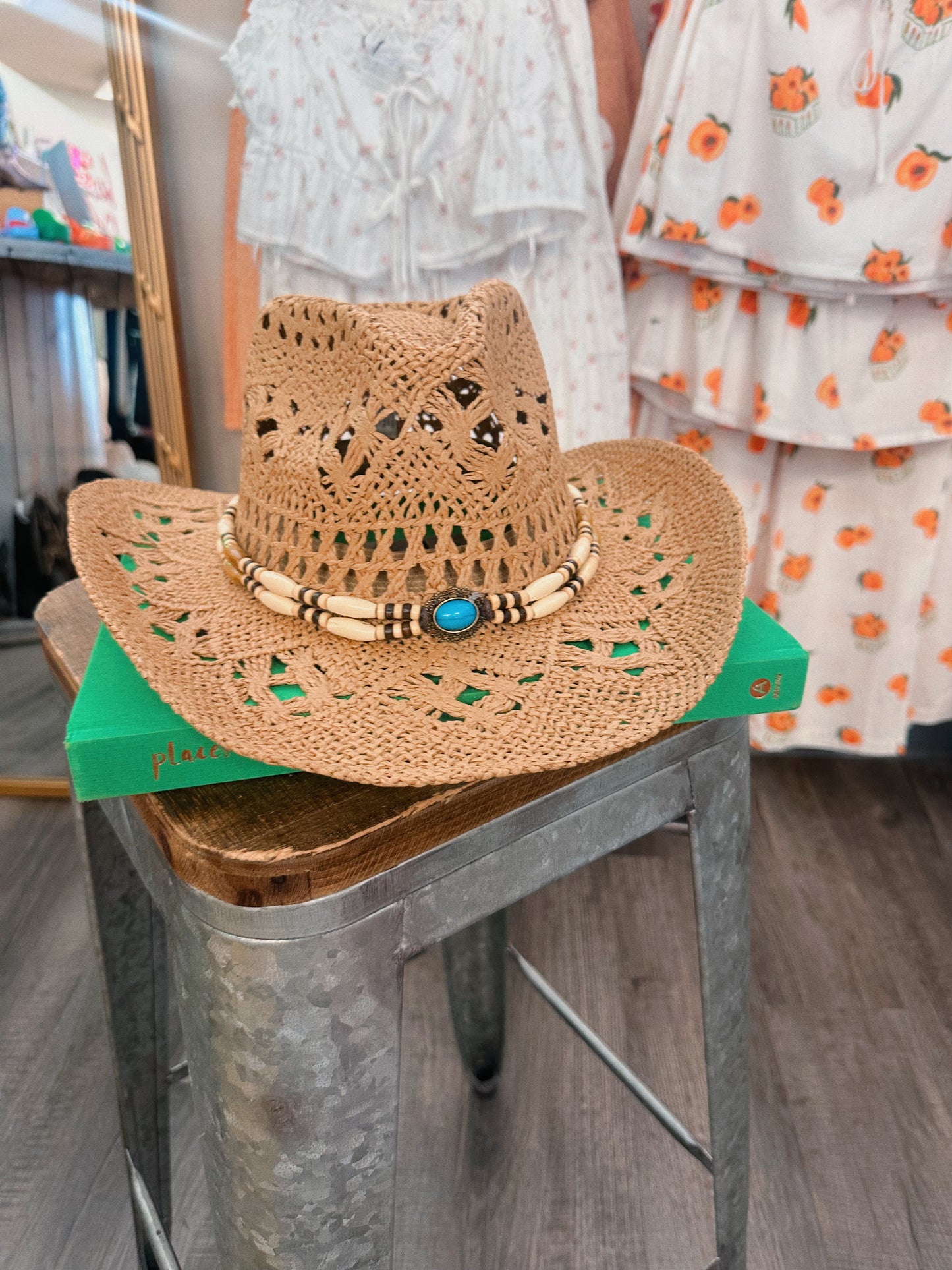 Blue Straw Western Hat