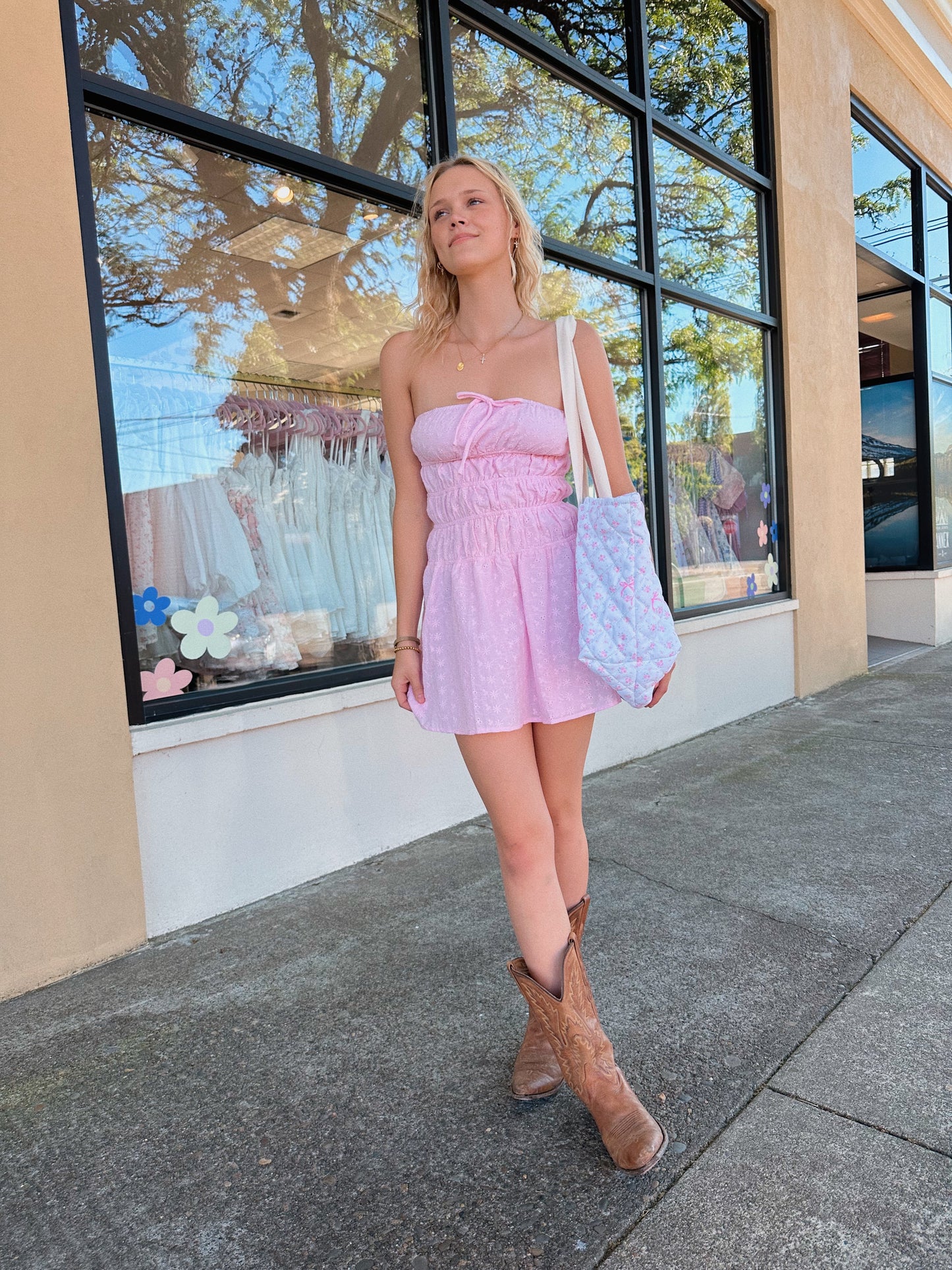 Strapless Eyelet Dress