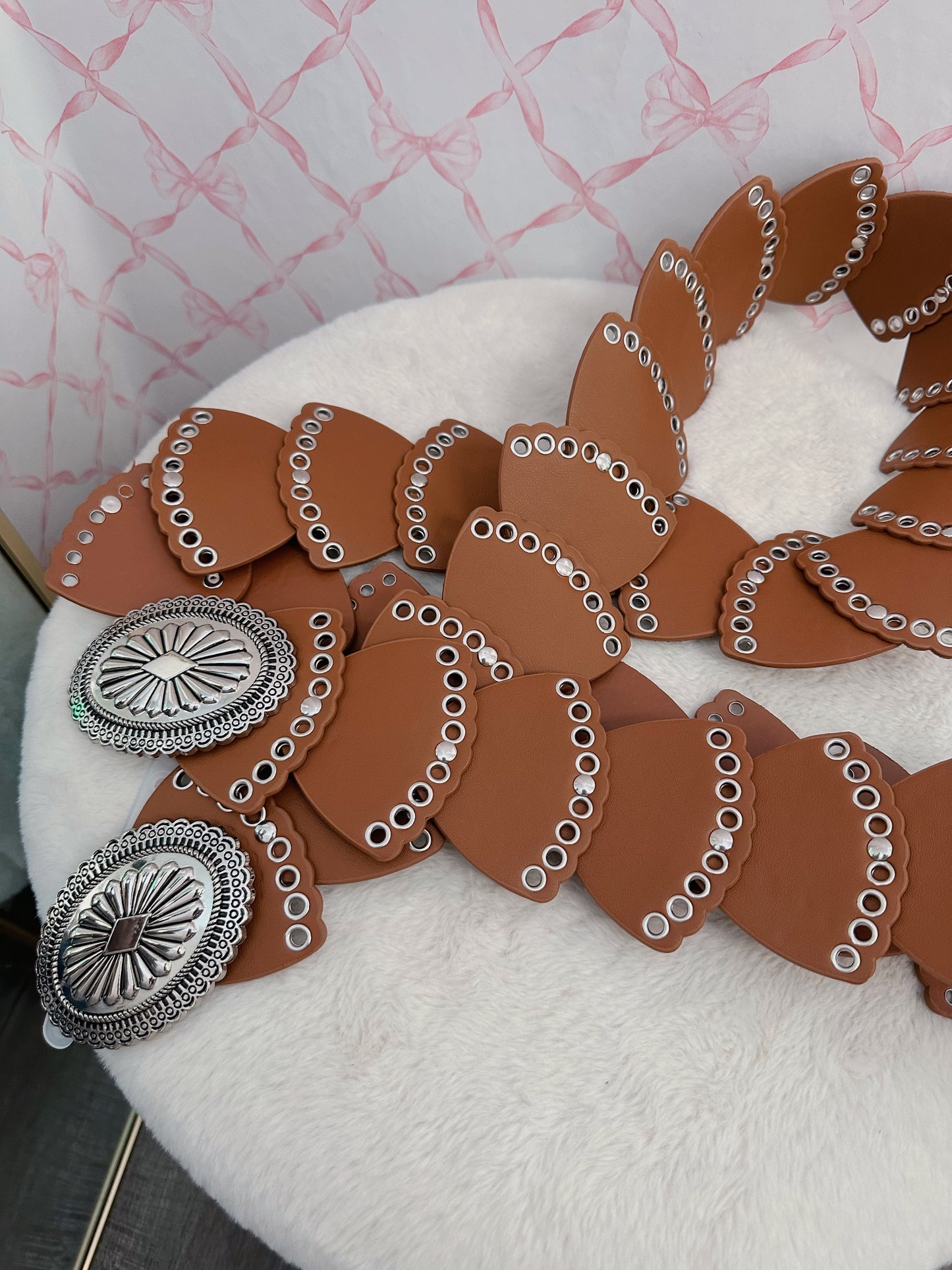 Brown Silver Chunky Belt