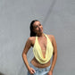 Open Back Halter Cowl Neck Top