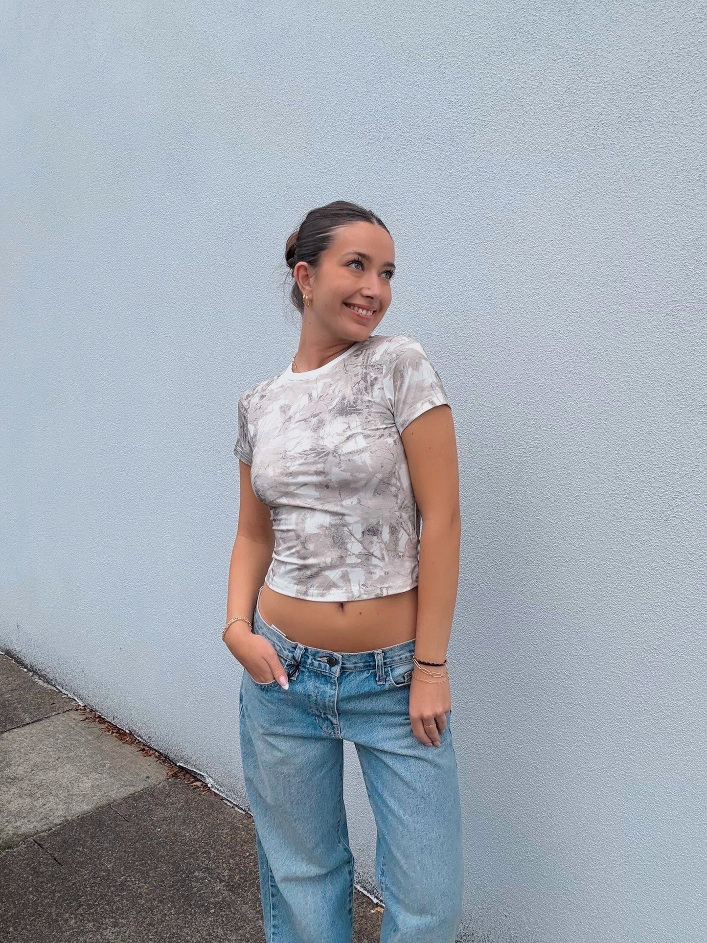 Light Camo Wood Jersey Baby Tee