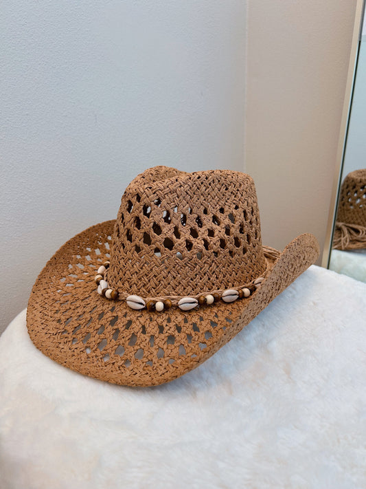 Seashell Cowgirl Hat-Tan