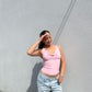 Pink Cross Strap Tie Back Top