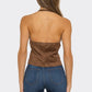 Tie Front Suede Halter Top