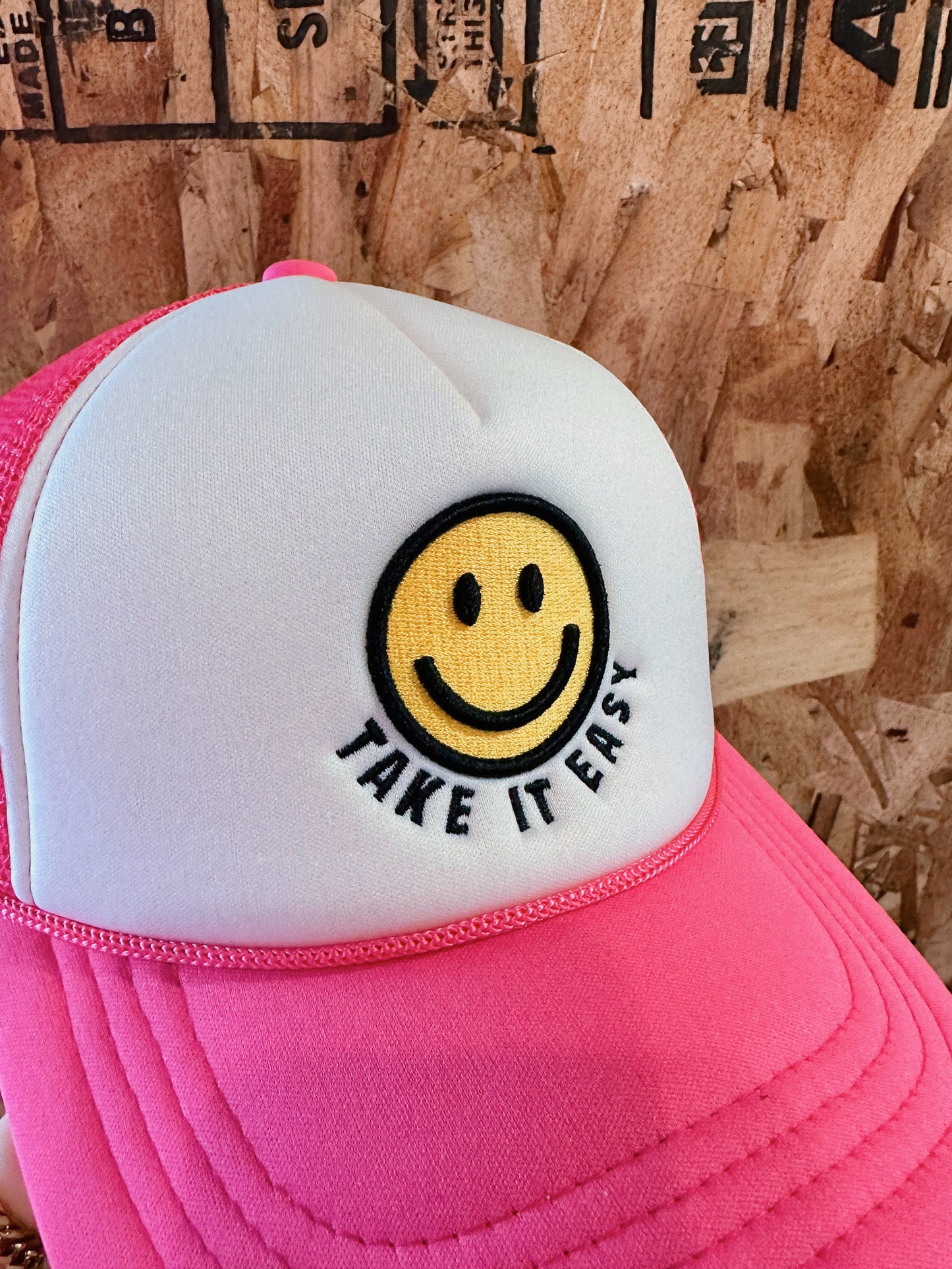 Hot Pink Smiley Trucker Hat