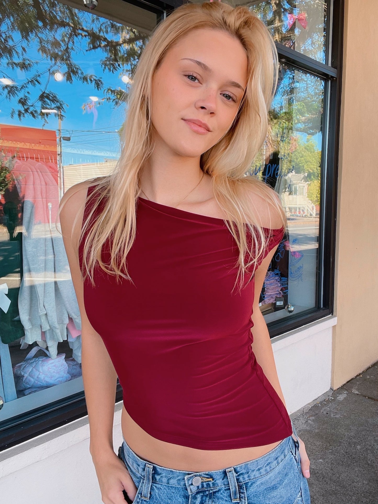 Scoop Neck Asymmetrical Going Out Top