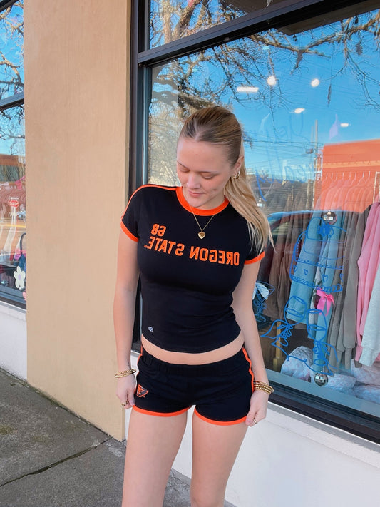 University Mini Black Shorts