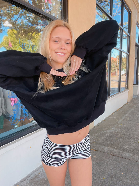 Black Striped Mini Shorts