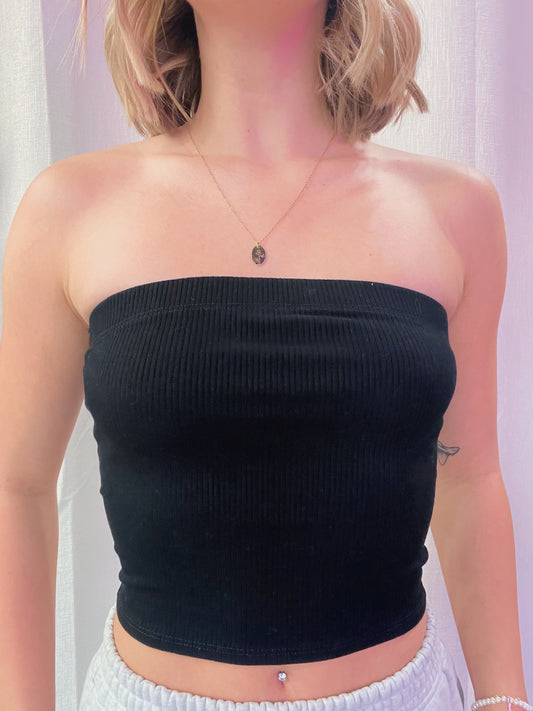 Black Ribbed Bandeau