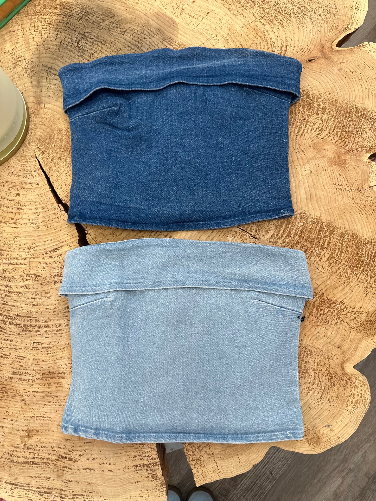 Denim Bandeau Top