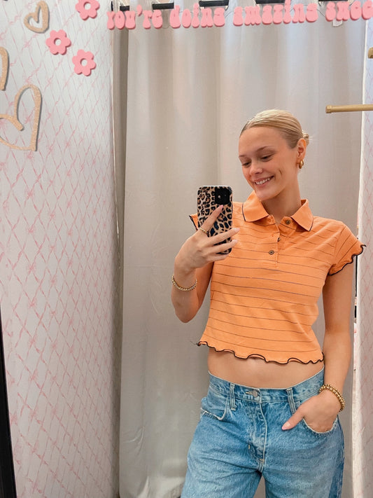 Orange Polo Style Vintage Tee