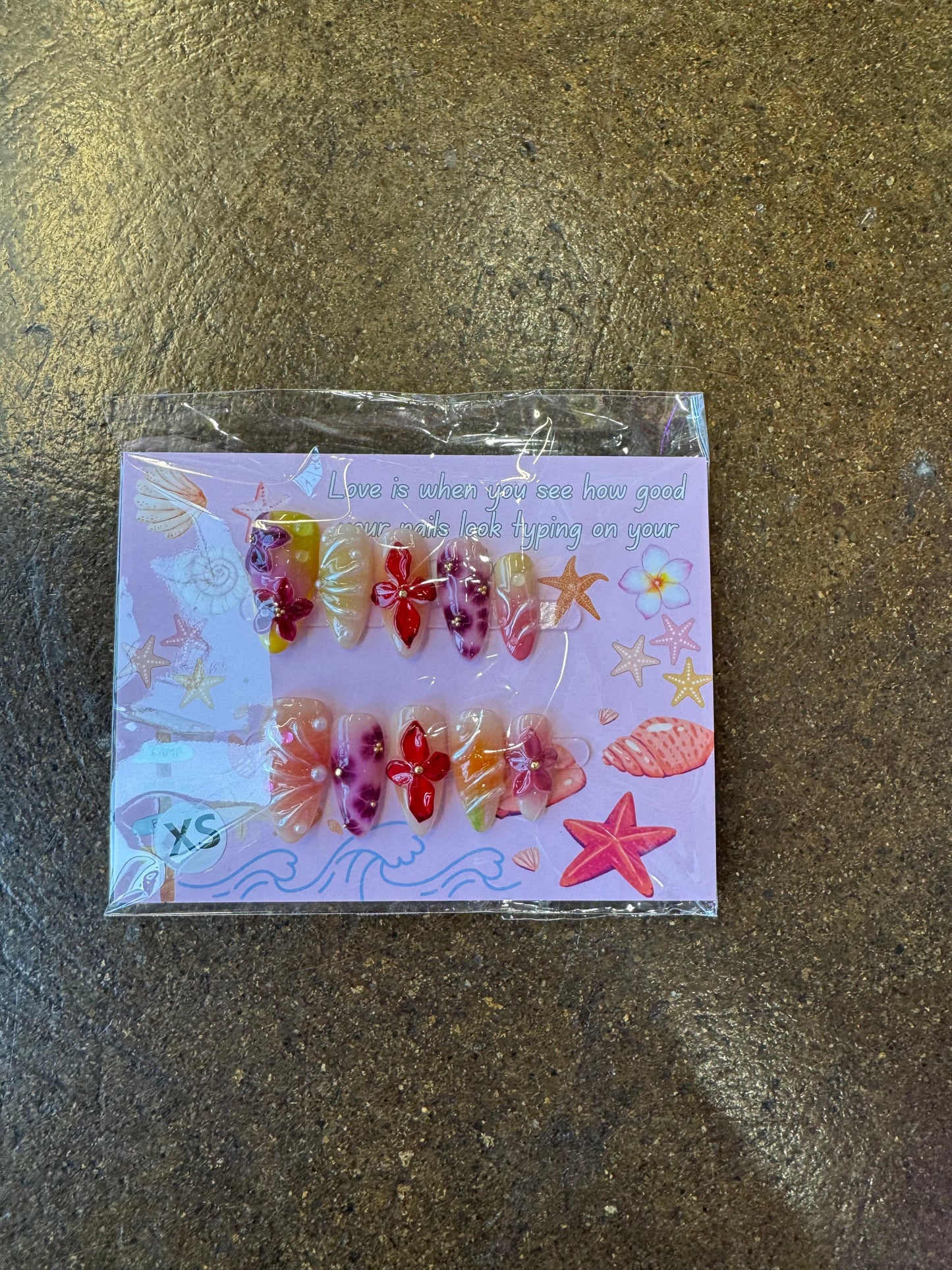 Yellow Purple Flower Press On Nails