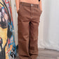 Contrast Stitch Brown Cargo Pants