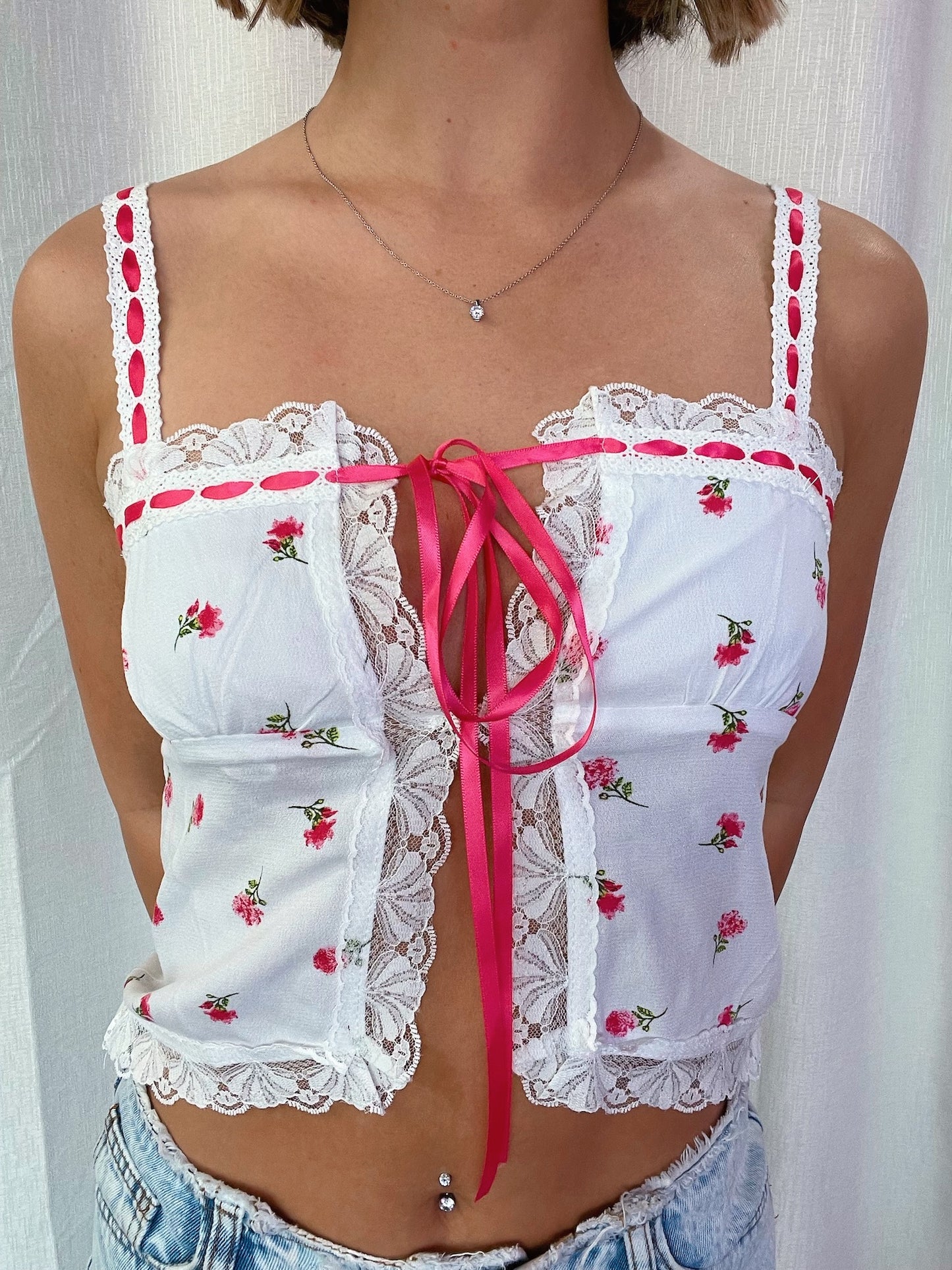 Pink Flower Split Top