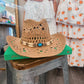 Blue Straw Western Hat