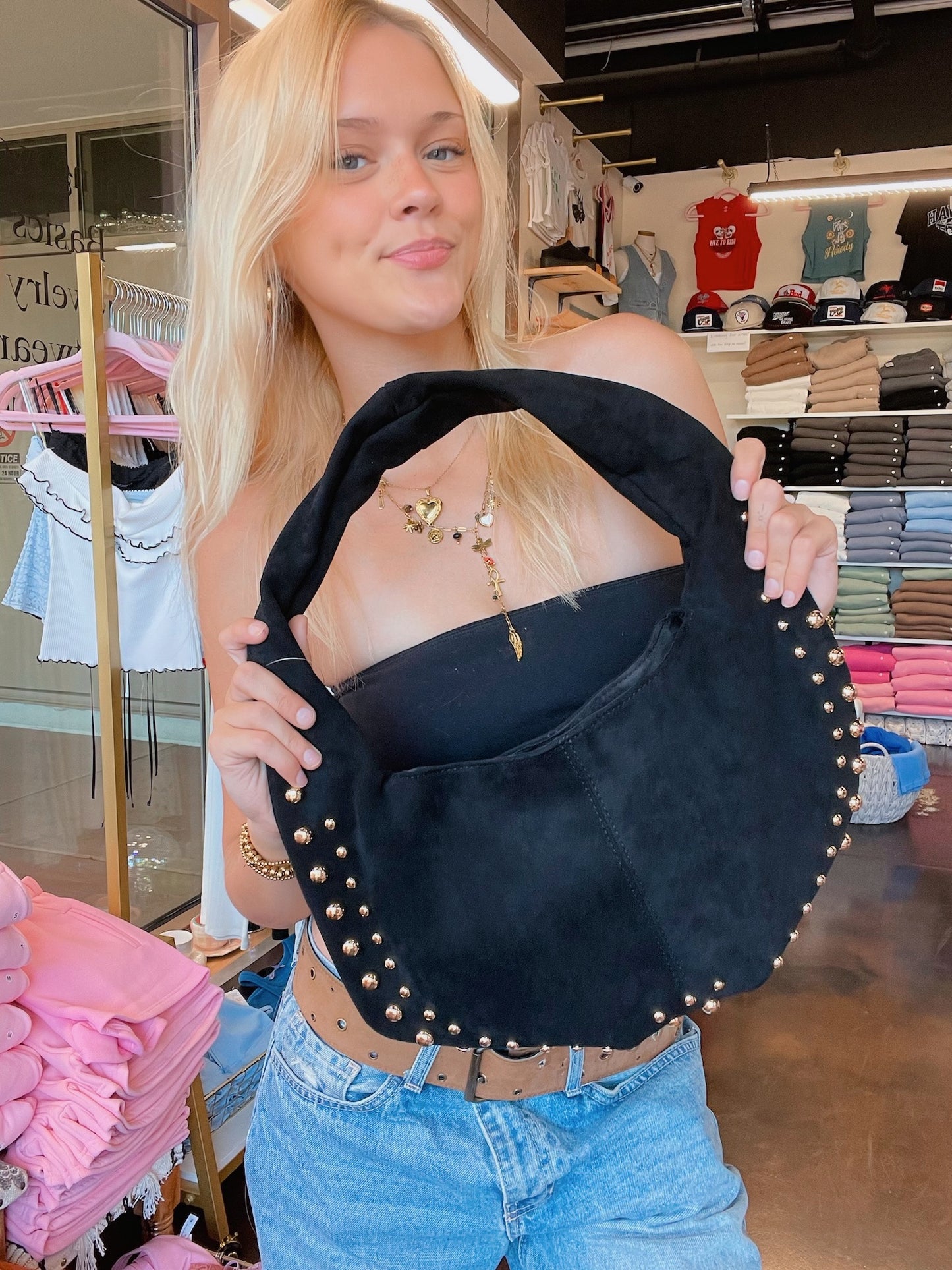 Studded Velvet Bag