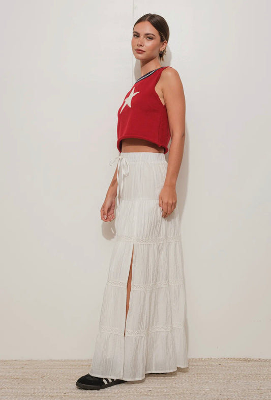 Slit Tiered Maxi Skirt