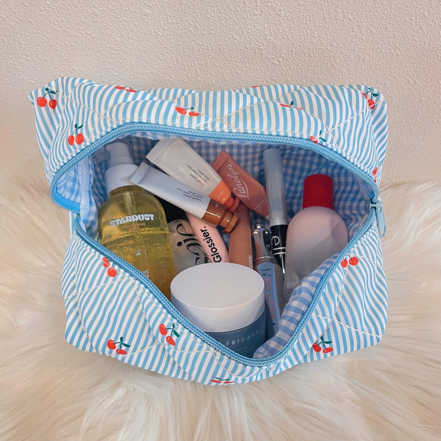 Blue Cherry Makeup Bag