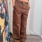 Contrast Stitch Brown Cargo Pants