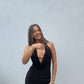 Cowl Neck Halter Open Back Mini Dress