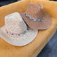 Blue Shell Woven Straw Western Hat