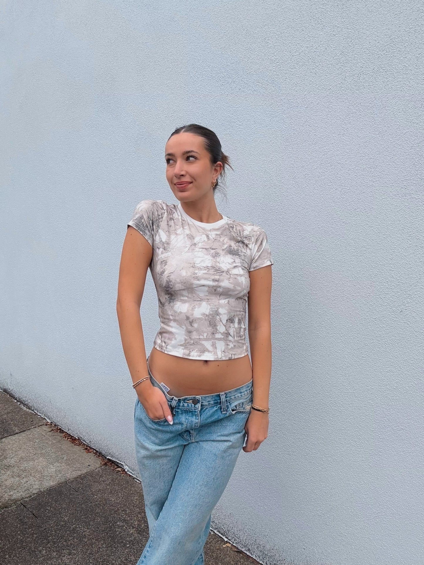 Light Camo Wood Jersey Baby Tee