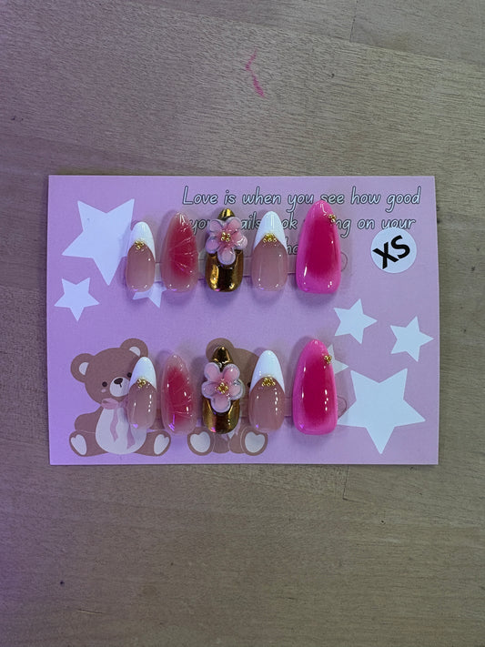 Pink and Gold Nails