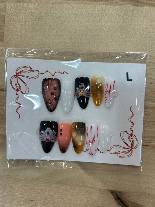 Deep Sea Flower Acrylic Nails