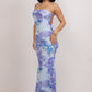 Maxi Printed Blue Open Back