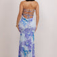 Maxi Printed Blue Open Back