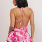 Hot Pink Halter Flower Dress