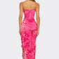 Printed Hot Pink Tube Dress