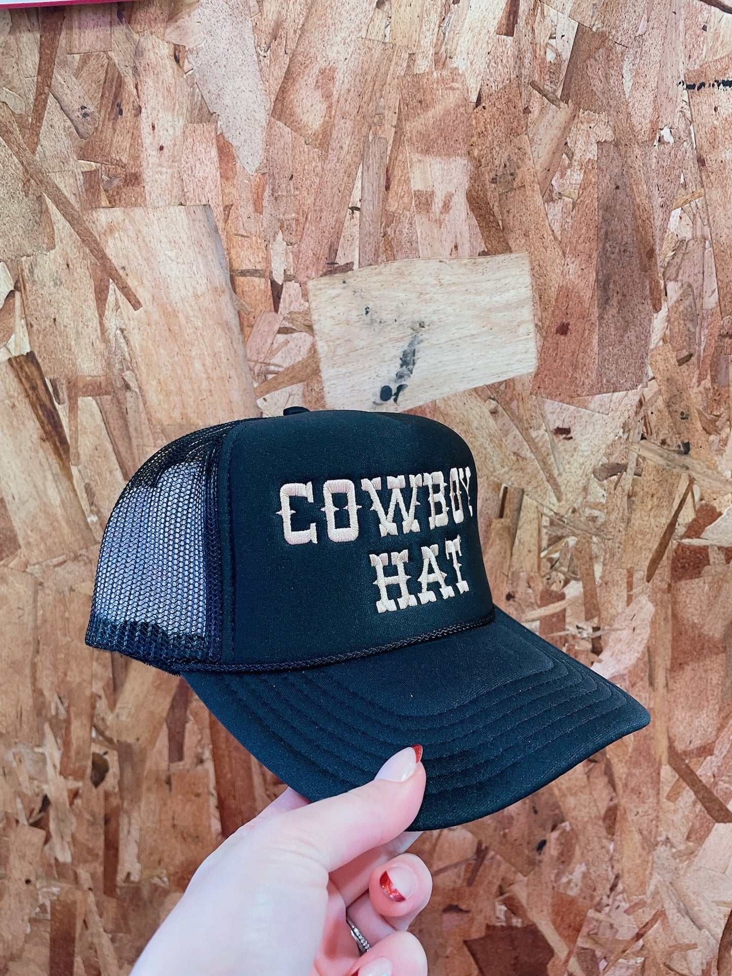 Black Cowboy Hat Trucker Hat