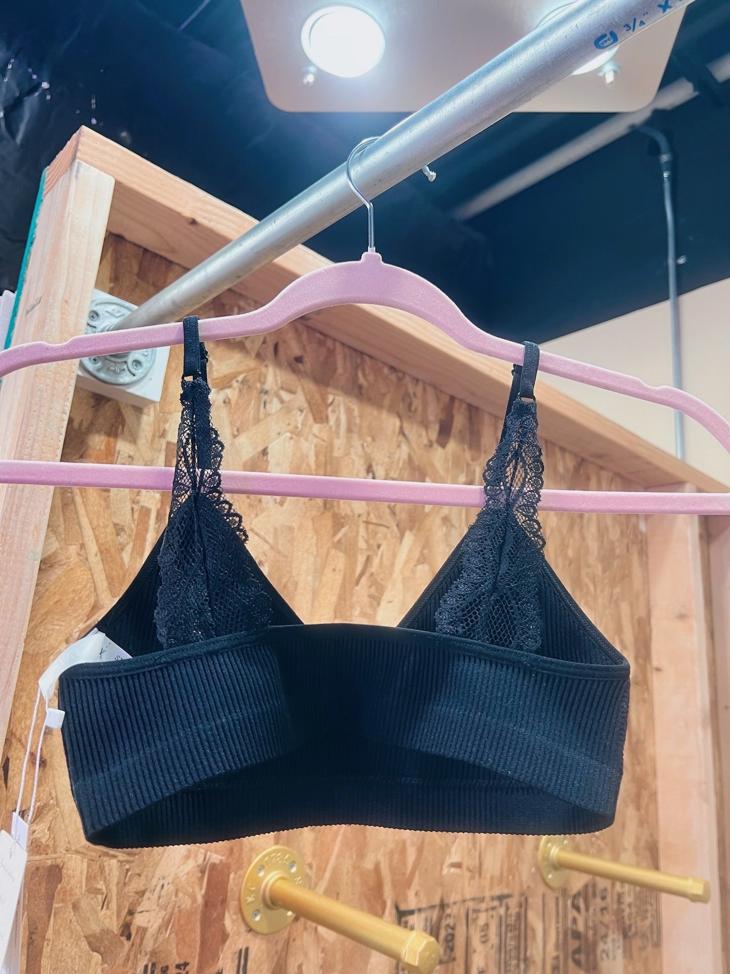 Ribbed Bralette w/ Lace Straps