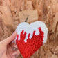 Red and White Drip Heart Coaster