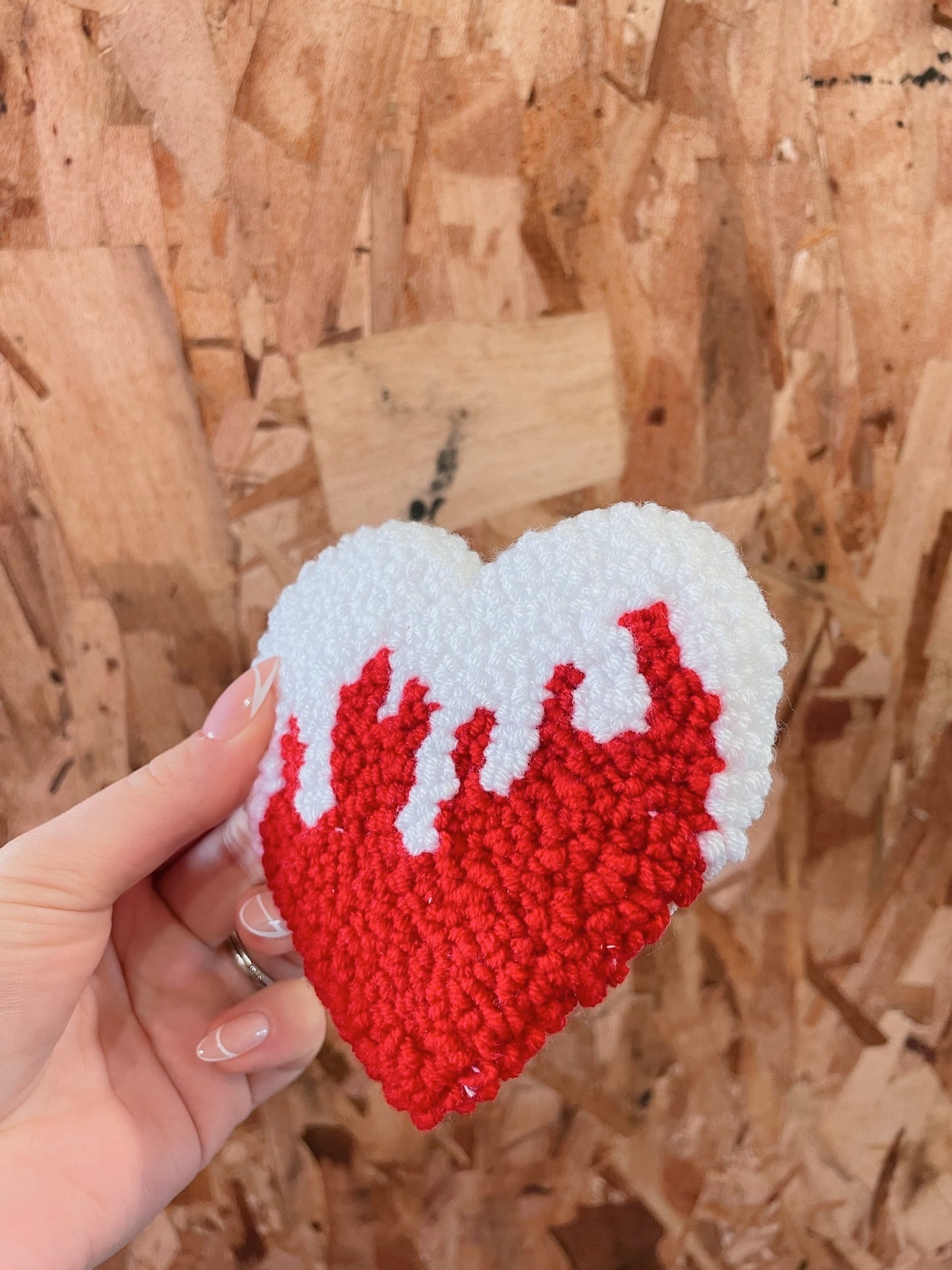 Red and White Drip Heart Coaster