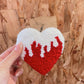 Red and White Drip Heart Coaster