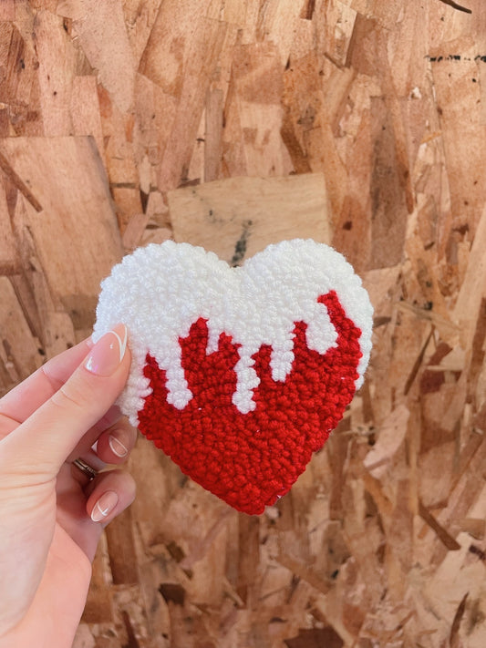 Red and White Drip Heart Coaster