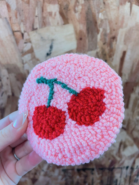 Pink and Red Cherries Coaster