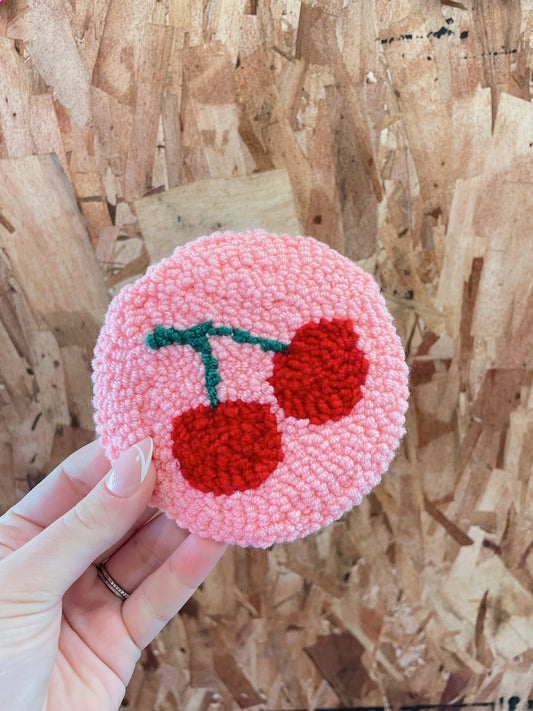 Pink and Red Cherries Coaster