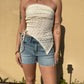 Asymmetrical Hem Tube Lace Top