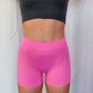 Ribbed Pink Biker Shorts