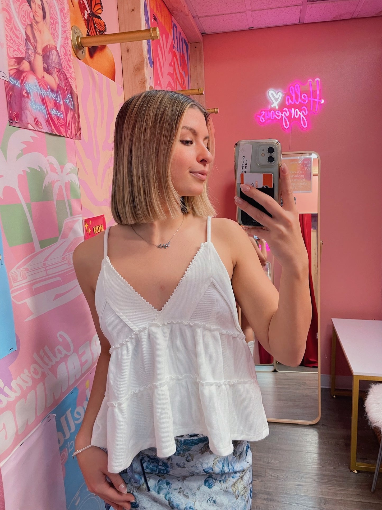 White Tiered Boho Tank