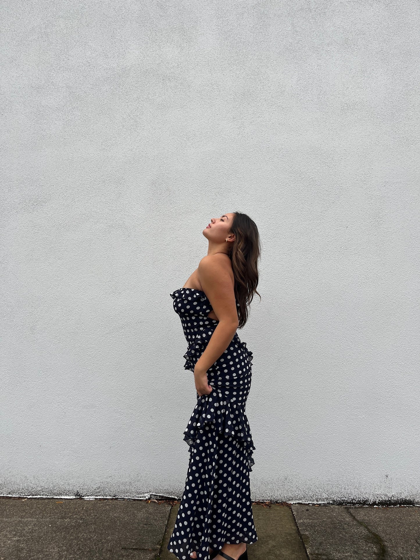 Navy Polka Dot Maxi Dress