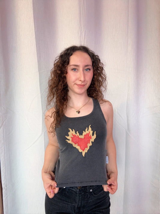 The Laundry Room Burn Heart Rib Tank