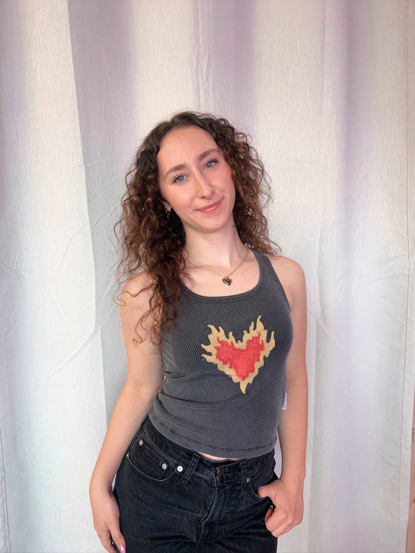 The Laundry Room Burn Heart Rib Tank