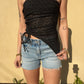 Asymmetrical Hem Tube Lace Top