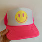 Smiley Face Trucker Hat Pink